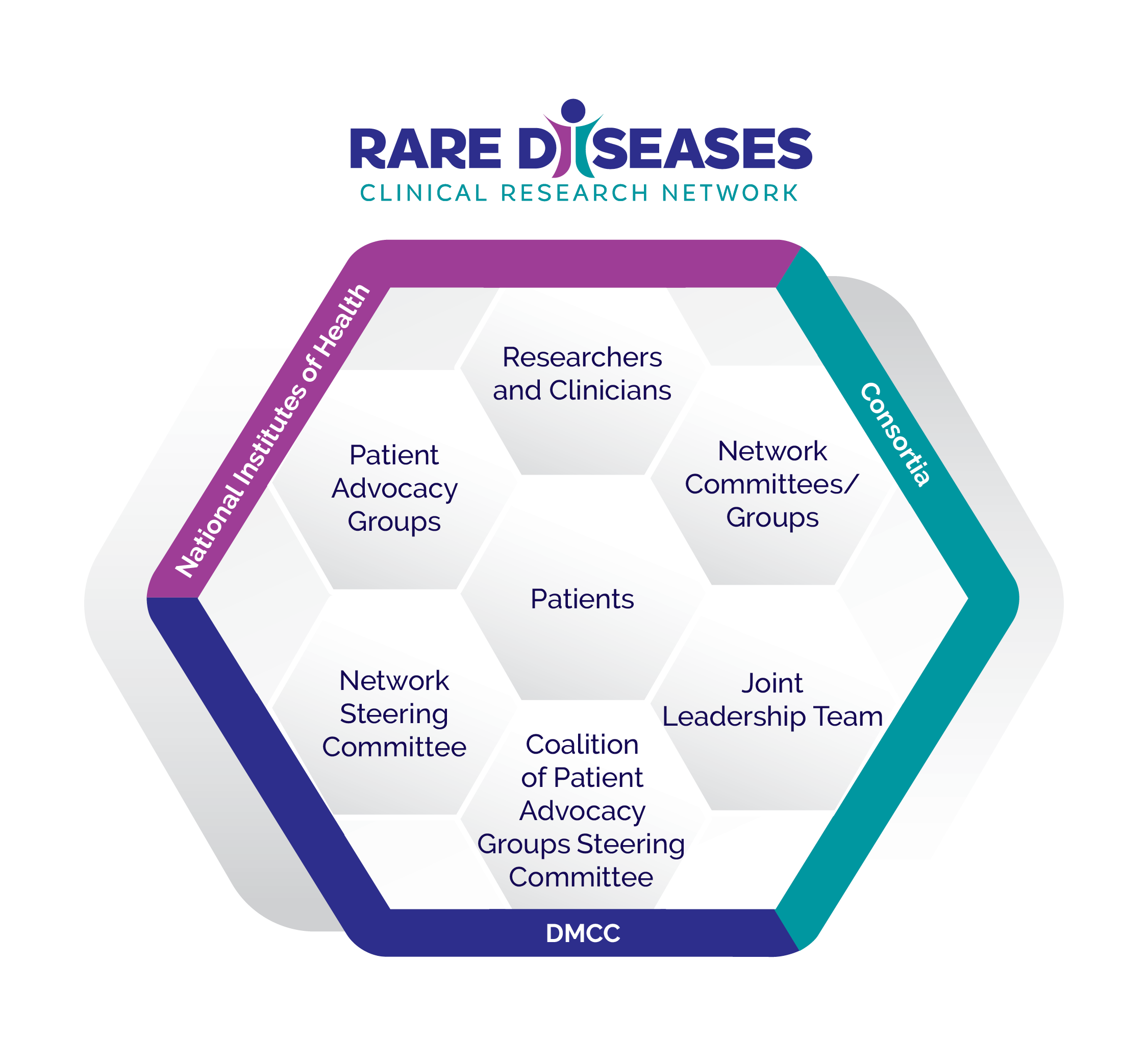 Honeycomb-style illustration showing the organization of the RDCRN.